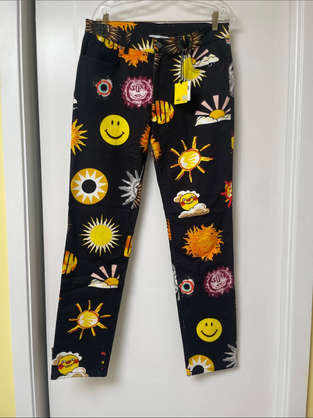 Moschino Black Jeans with Yellow & Orange Sun Print